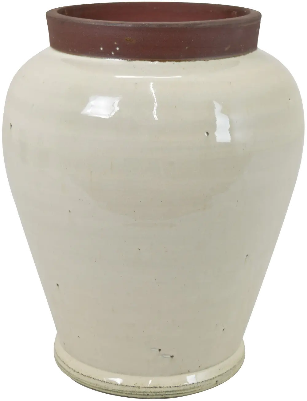 Harris 13 Inch Off White Vase with Stone Colored Lip-1