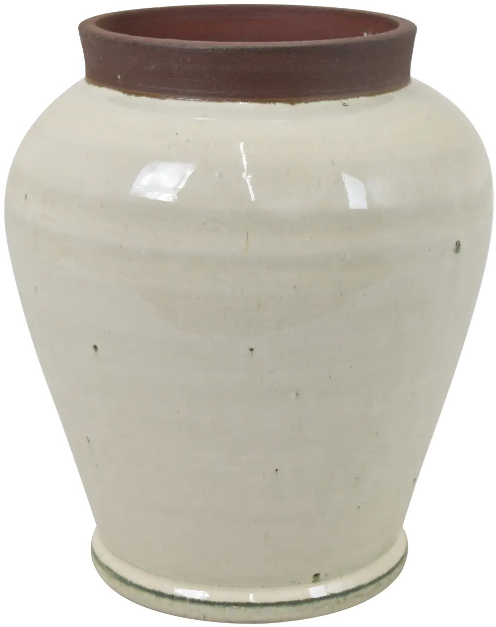 Harris 10 Inch Off White Vase with Stone Colored Lip-1