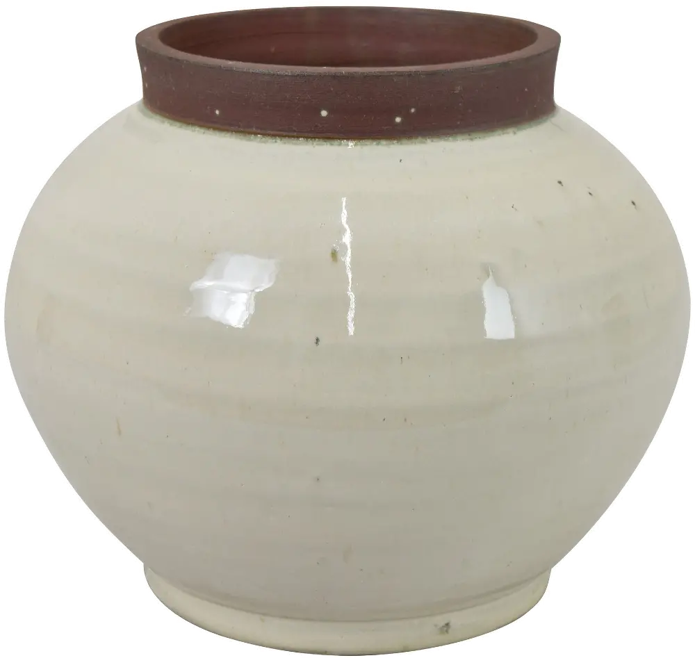 Harris 6 Inch Off White Vase with Stone Colored Lip-1