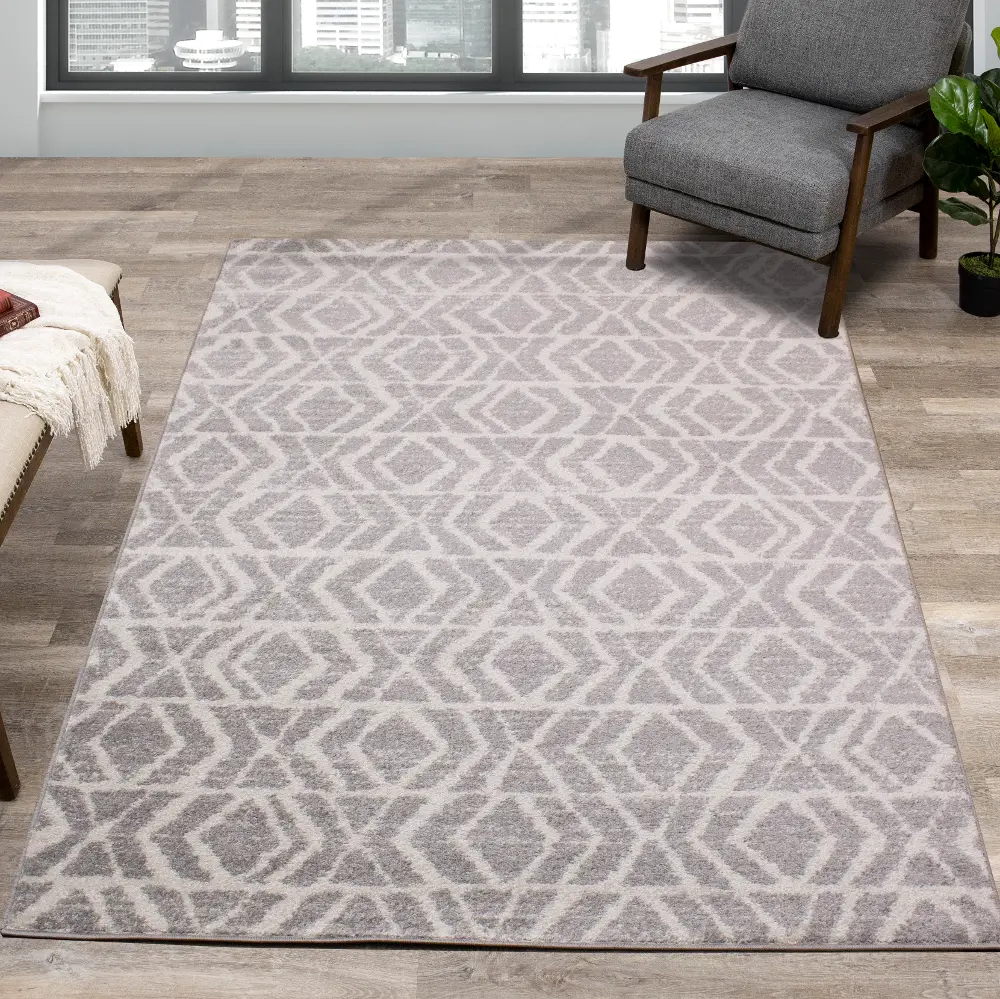 Focus 5 x 8 Contemporary Gray White Area Rug-1