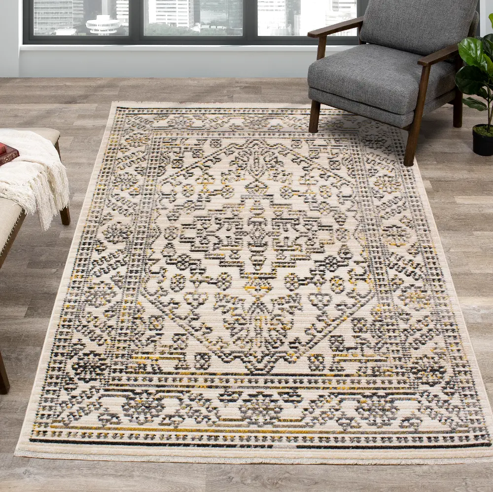 Calabar 5 x 8 Cream Gray Area Rug-1