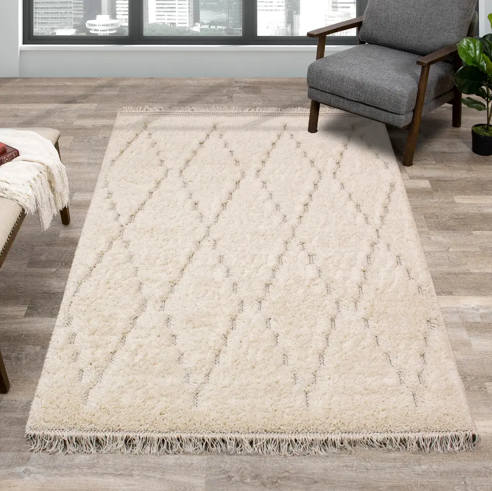 Novato 5 x 8 Chic Cream Shag Rug-1