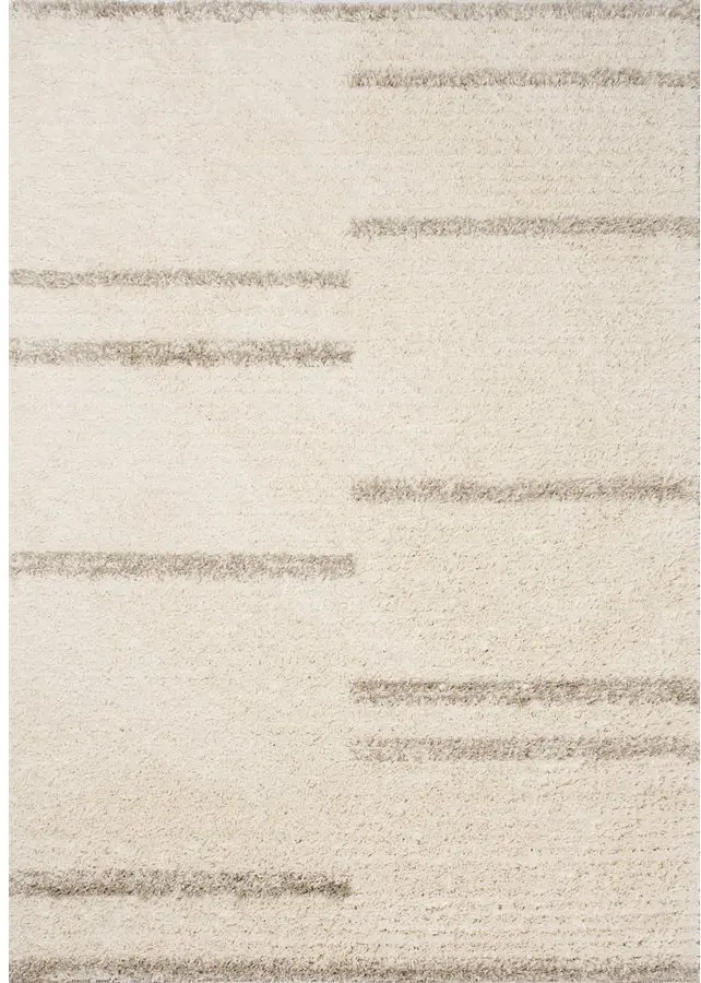 Rondo 8 x 11 Striped Cream Shag Rug