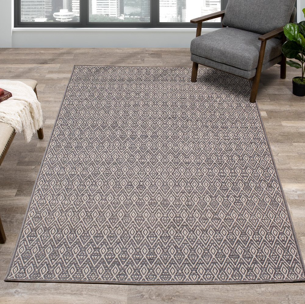 Vista 5 x 8 Diamond Gray Cream Area Rug