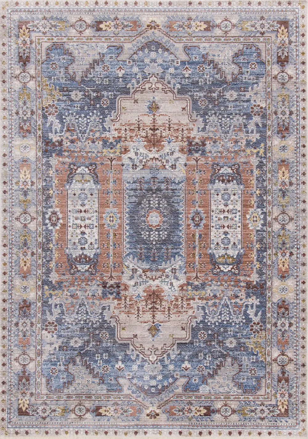 Monaco 8 x 11 Border Gray Blue Area Rug-1