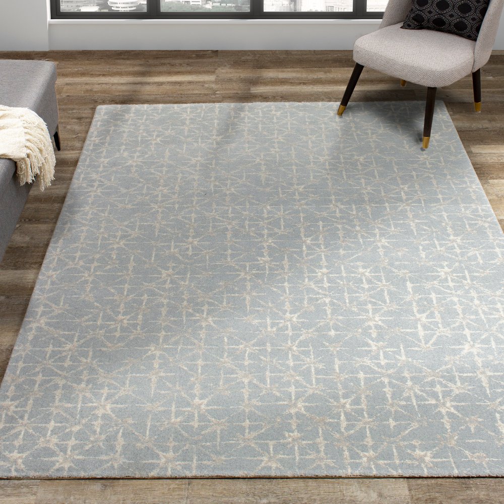 112470998 Nordic 5 x 8 Blue Tessellations Area Rug sku 112470998