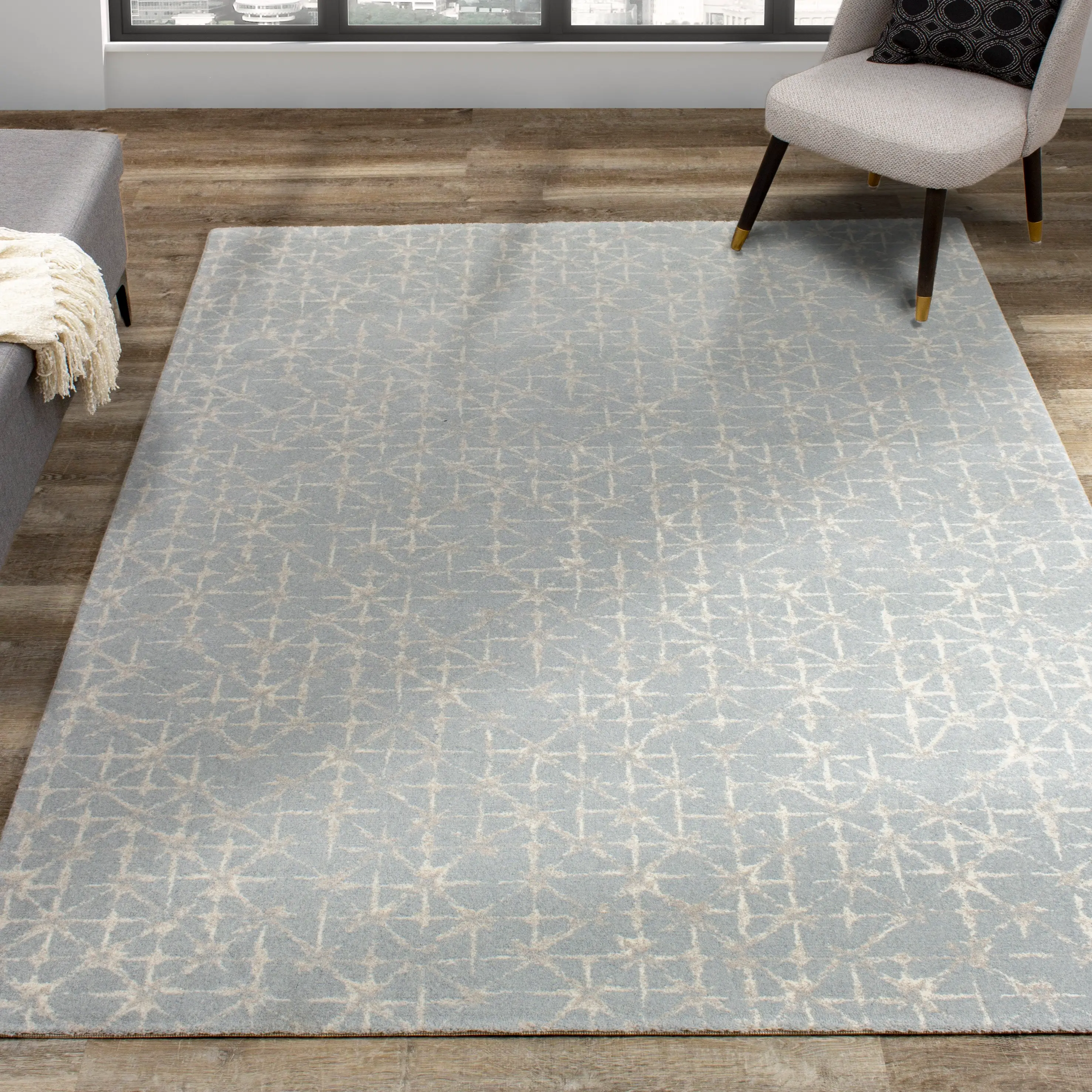 Nordic 8 x 11 Blue Tessellations Area Rug