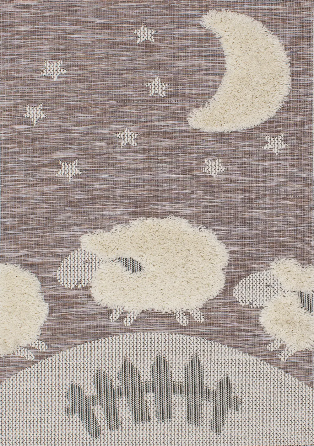 Kids 4 x 6 Counting Sheep Brown Area Rug-1