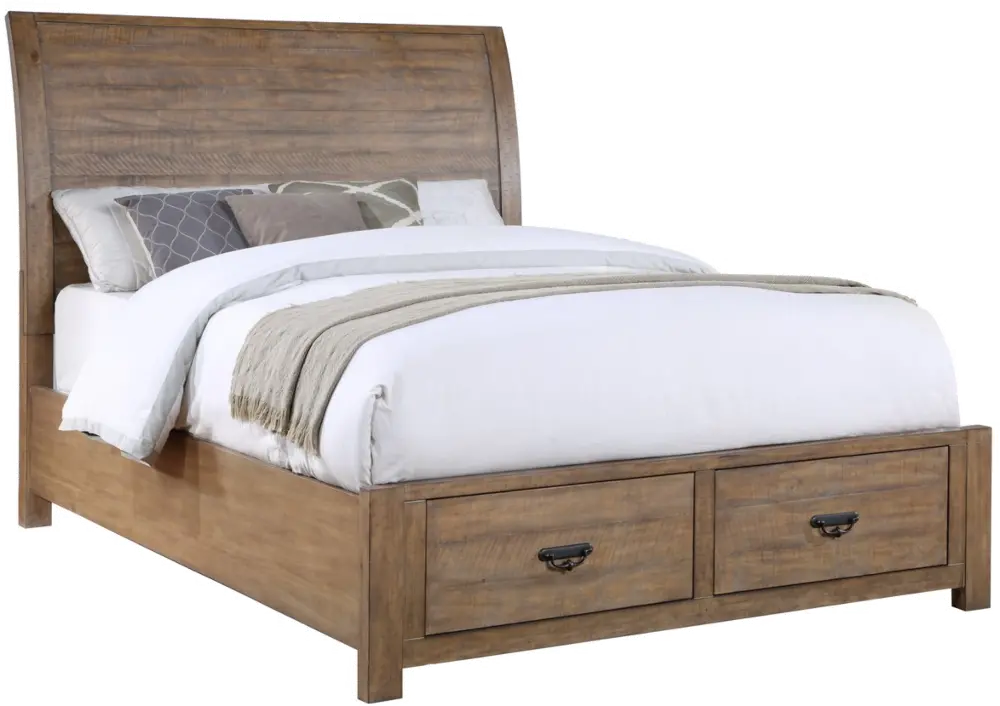 Andria Rustic Brown Pine Queen Storage Bed-1
