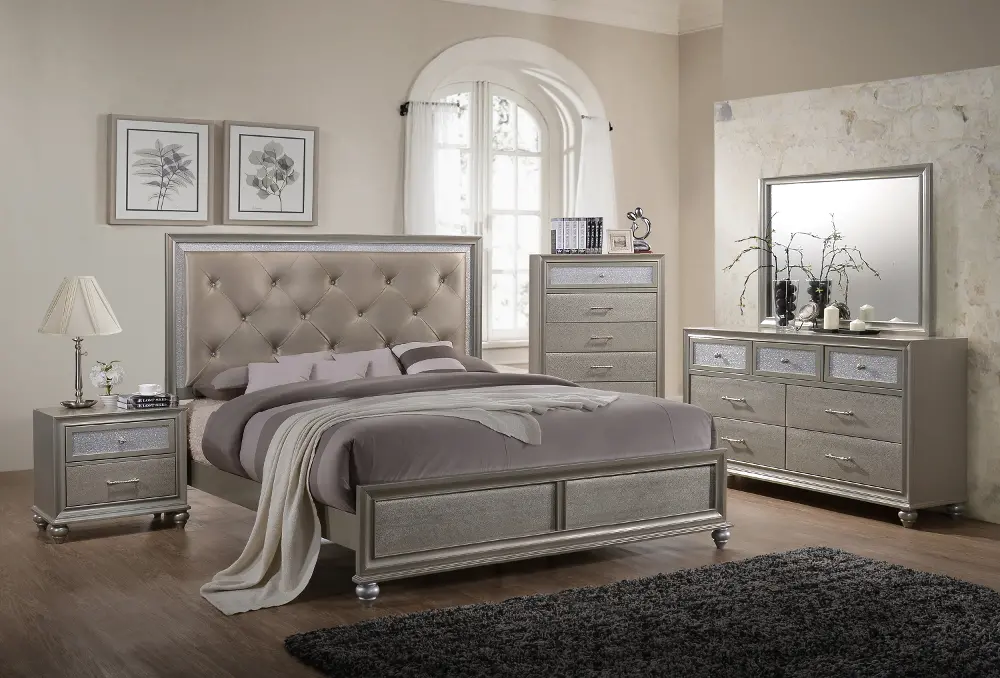 Lila Champagne and Silver 4 Piece King Bedroom Set-1
