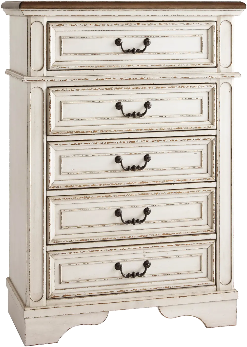 Amie Antiqued White Chest of Drawers-1