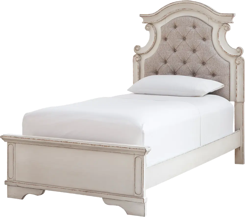 Amie Antiqued White Twin Bed-1