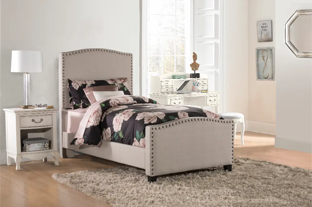 Kerstein Dove Gray Twin Upholstered Bed-1