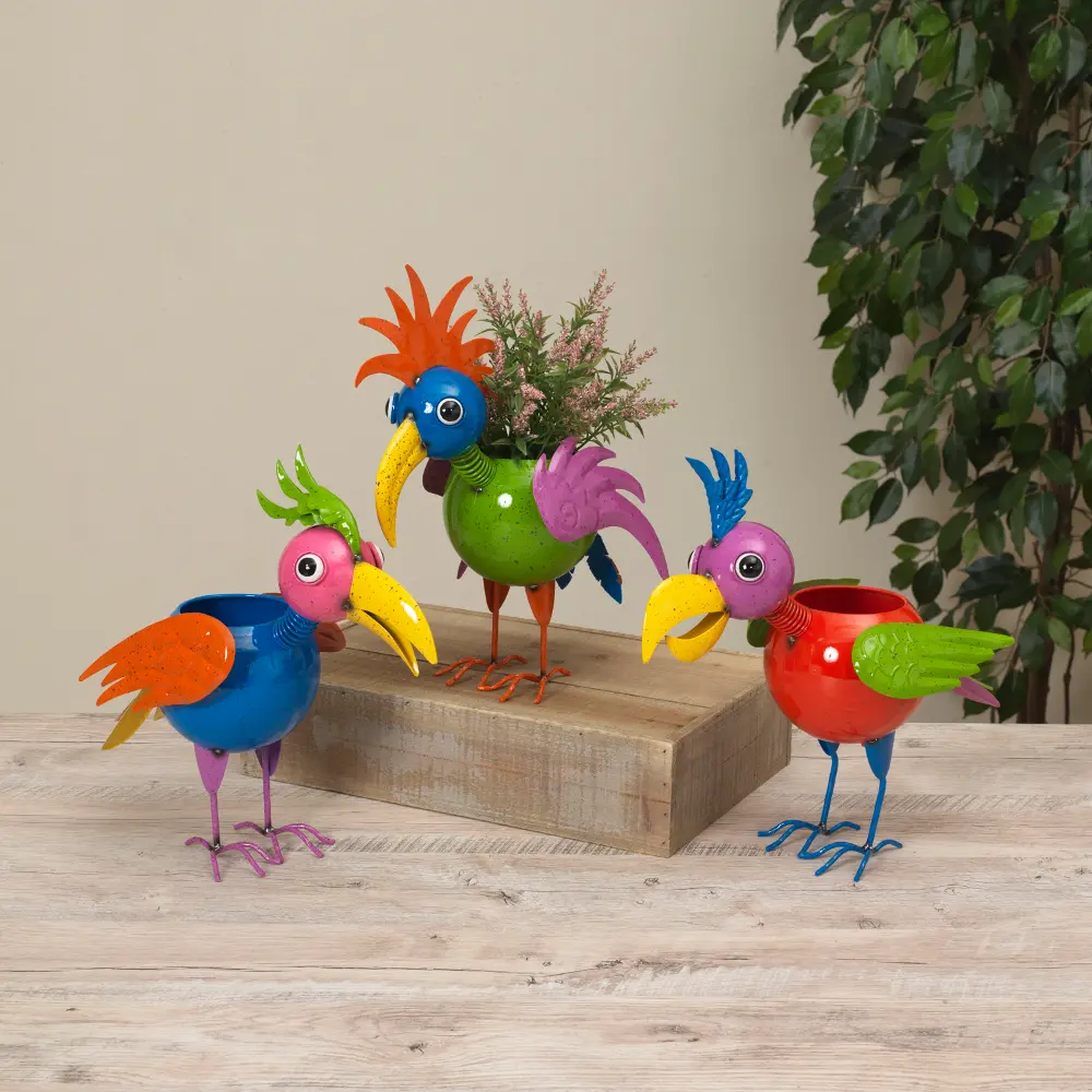 Assorted Metal Toucan Planter-1