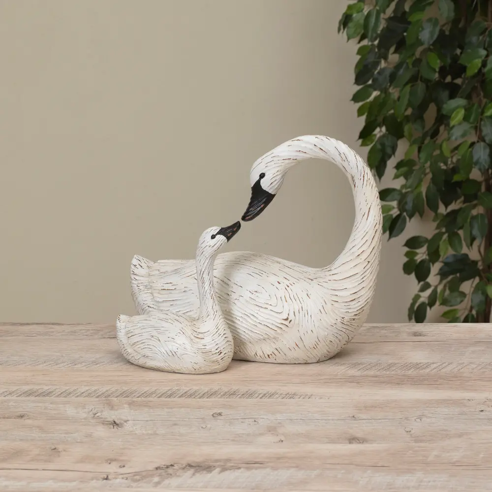 Mother and Baby Swan Figurine-1