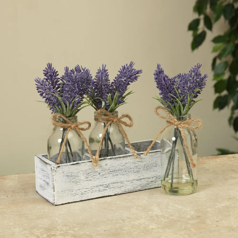 Lavender in Glass Vase With Holder-1