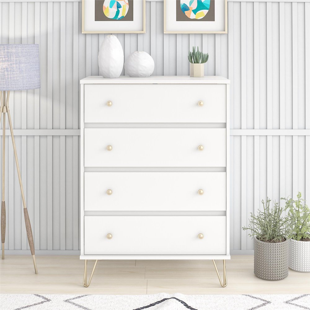 Finley Contemporary White 4-Drawer Dresser