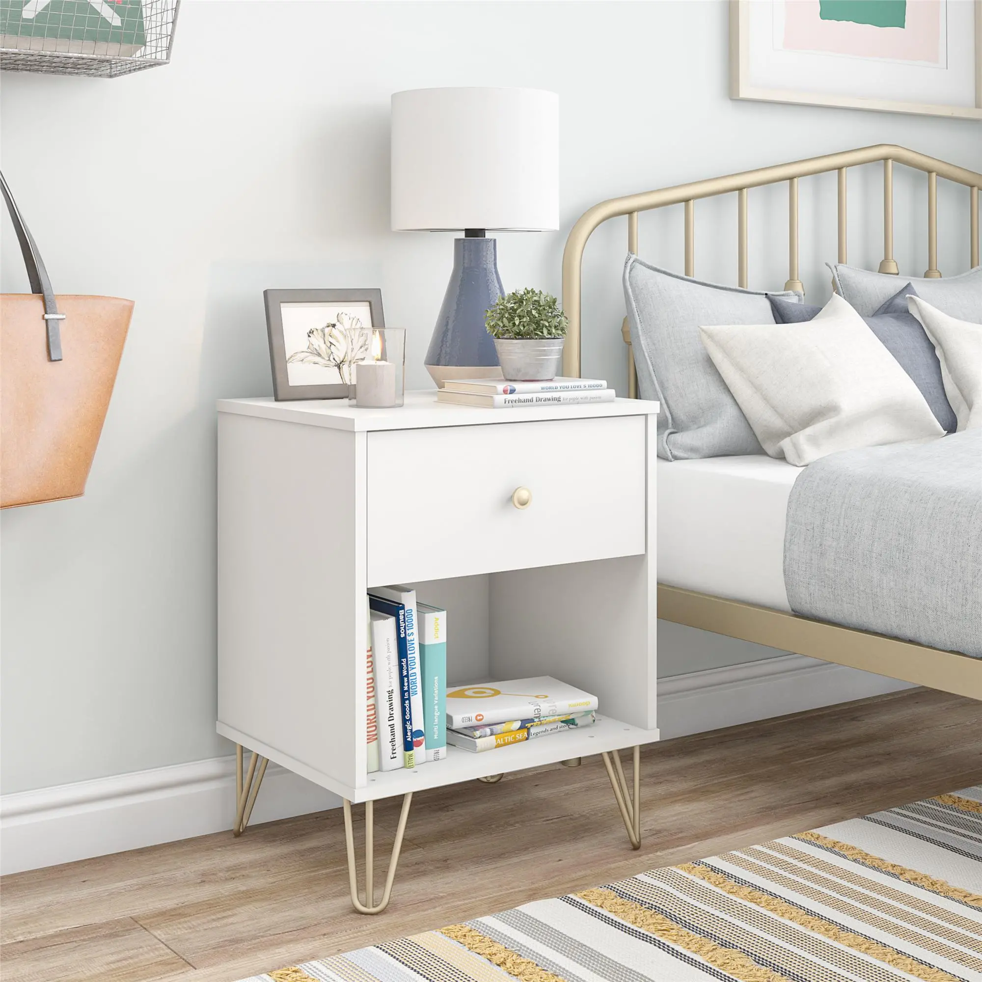 Finley Contemporary White Nightstand