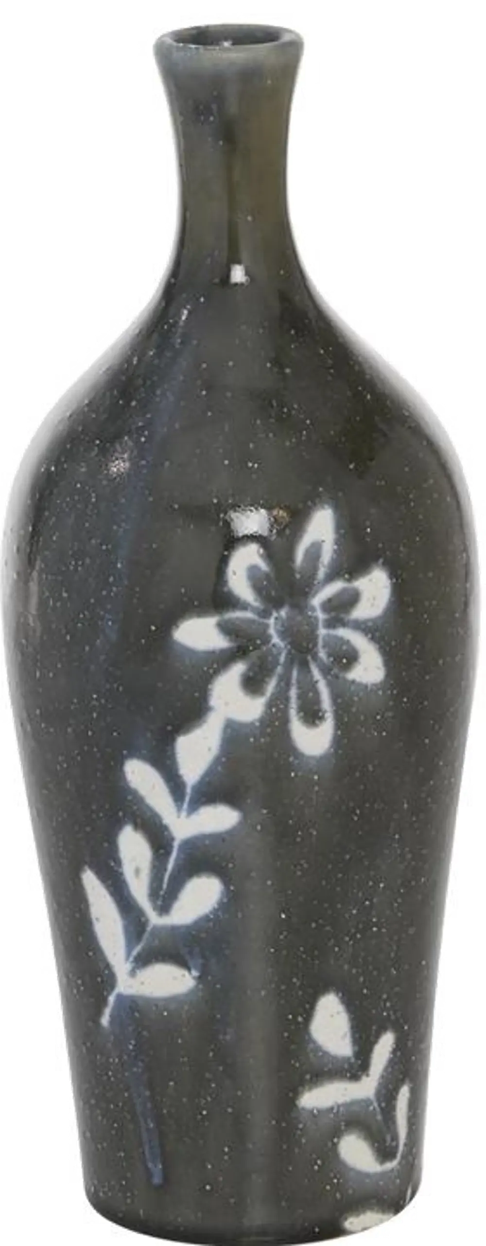 Black Floral 12 Inch Ceramic Vase-1