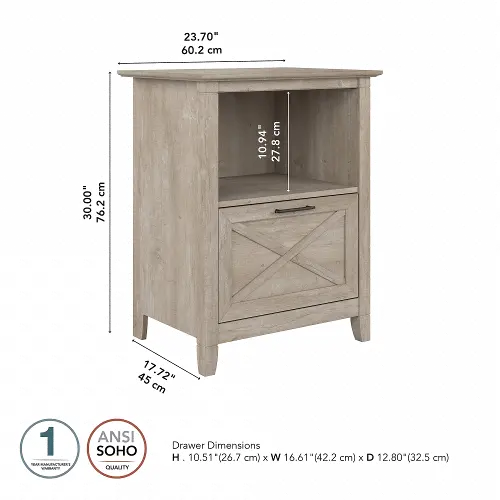Bush Furniture Key West Small Coffee Bar with Drawer, Washed Gray