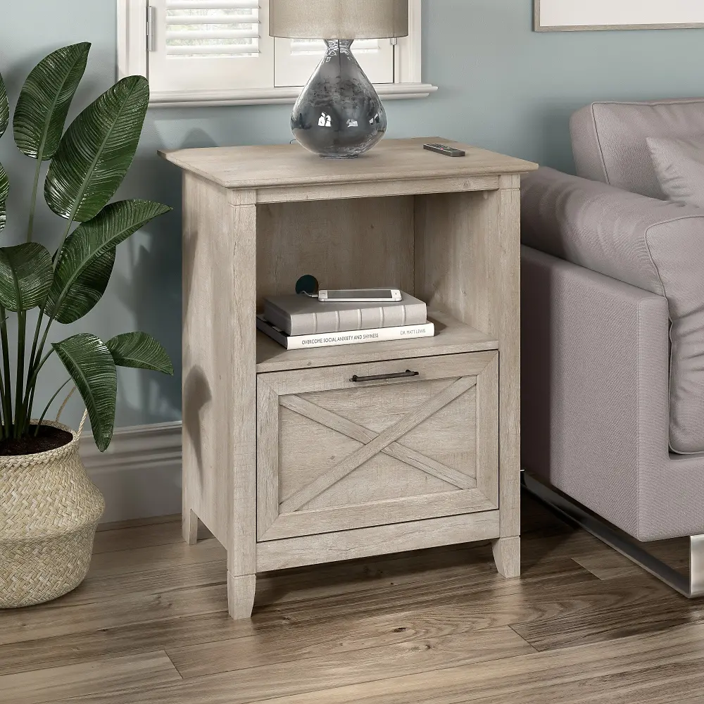 KWF124WG-Z1 Key West Farmhouse Washed Gray End Table - Bush Furniture-1