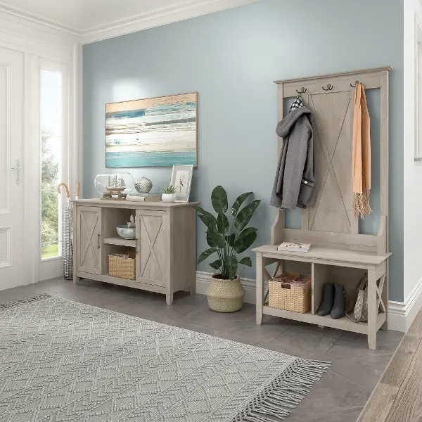 Key West Farmhouse Washed Gray Shoe Bench And Hall Tree With Small Storage Rc Willey Key West Farmhouse Washed Gray Shoe, Small Hall Tree Bench With Storage