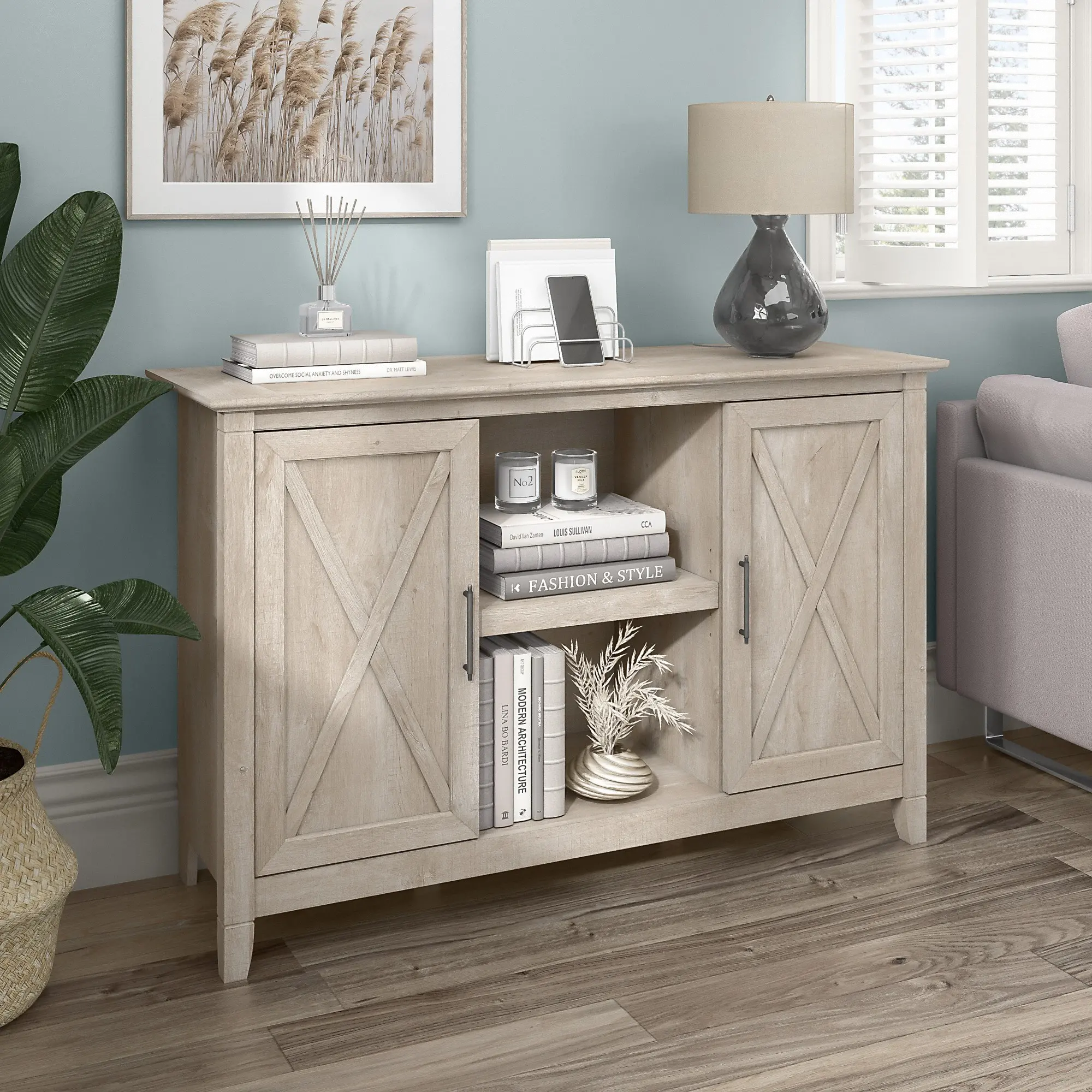 Key West Washed Gray Accent Cabinet