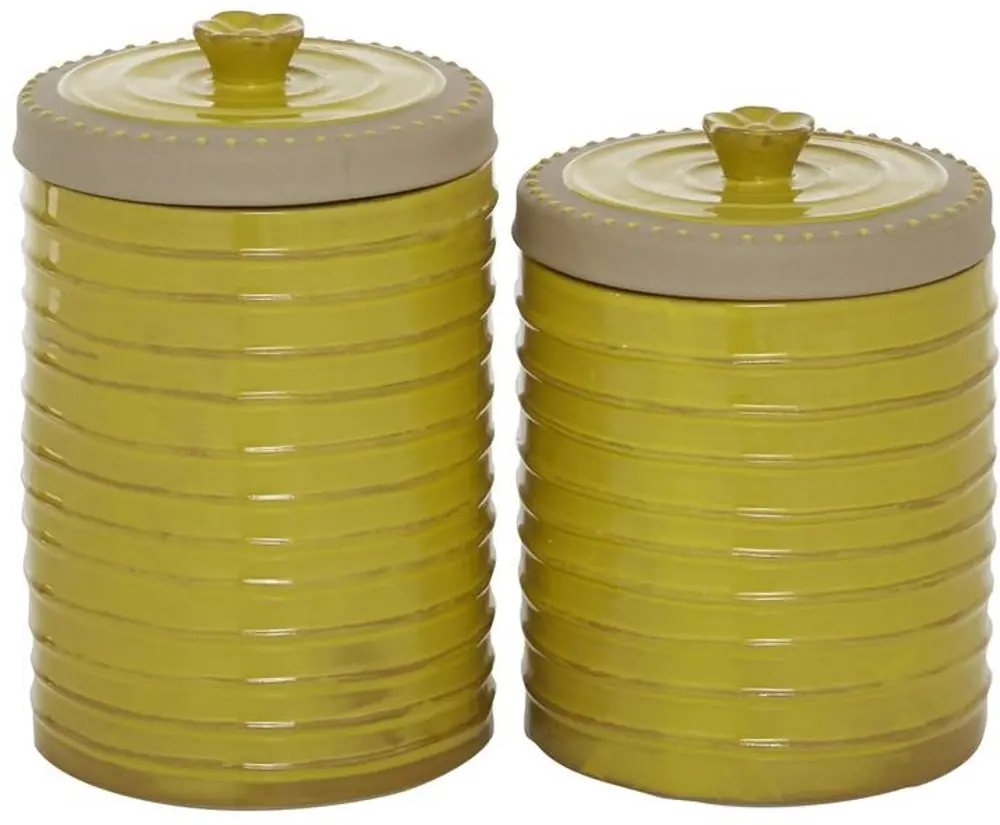Farmhouse Chic Yellow Stoneware Canister-1