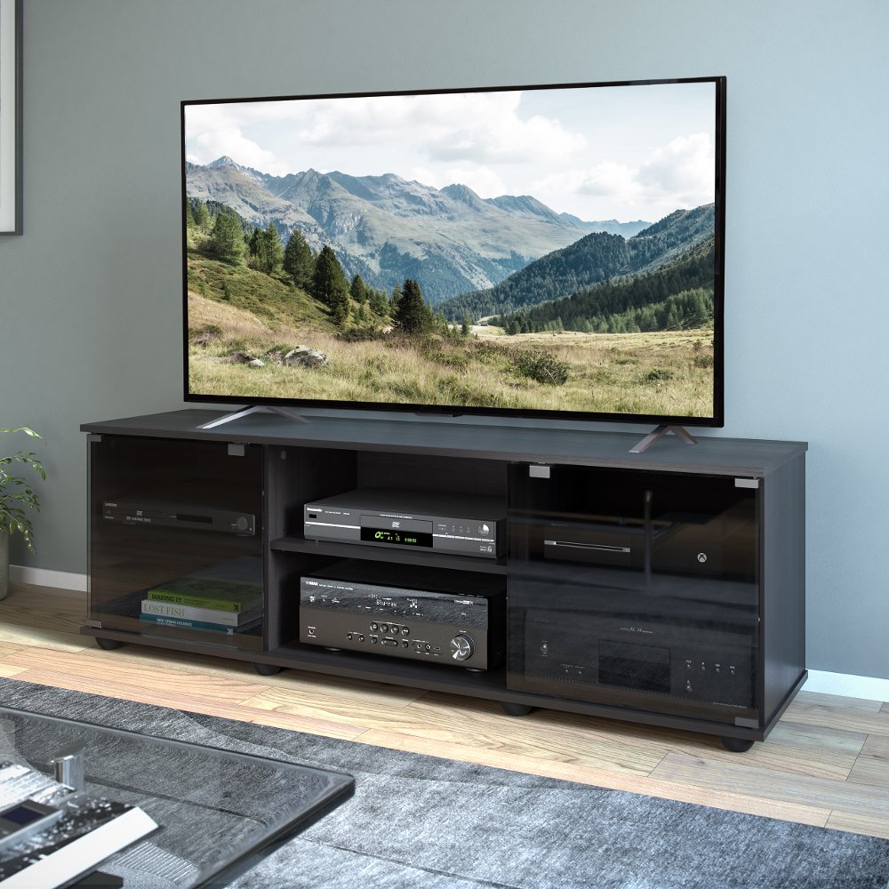 Fiji Contemporary 60 Ravenwood Black Wooden TV Stand