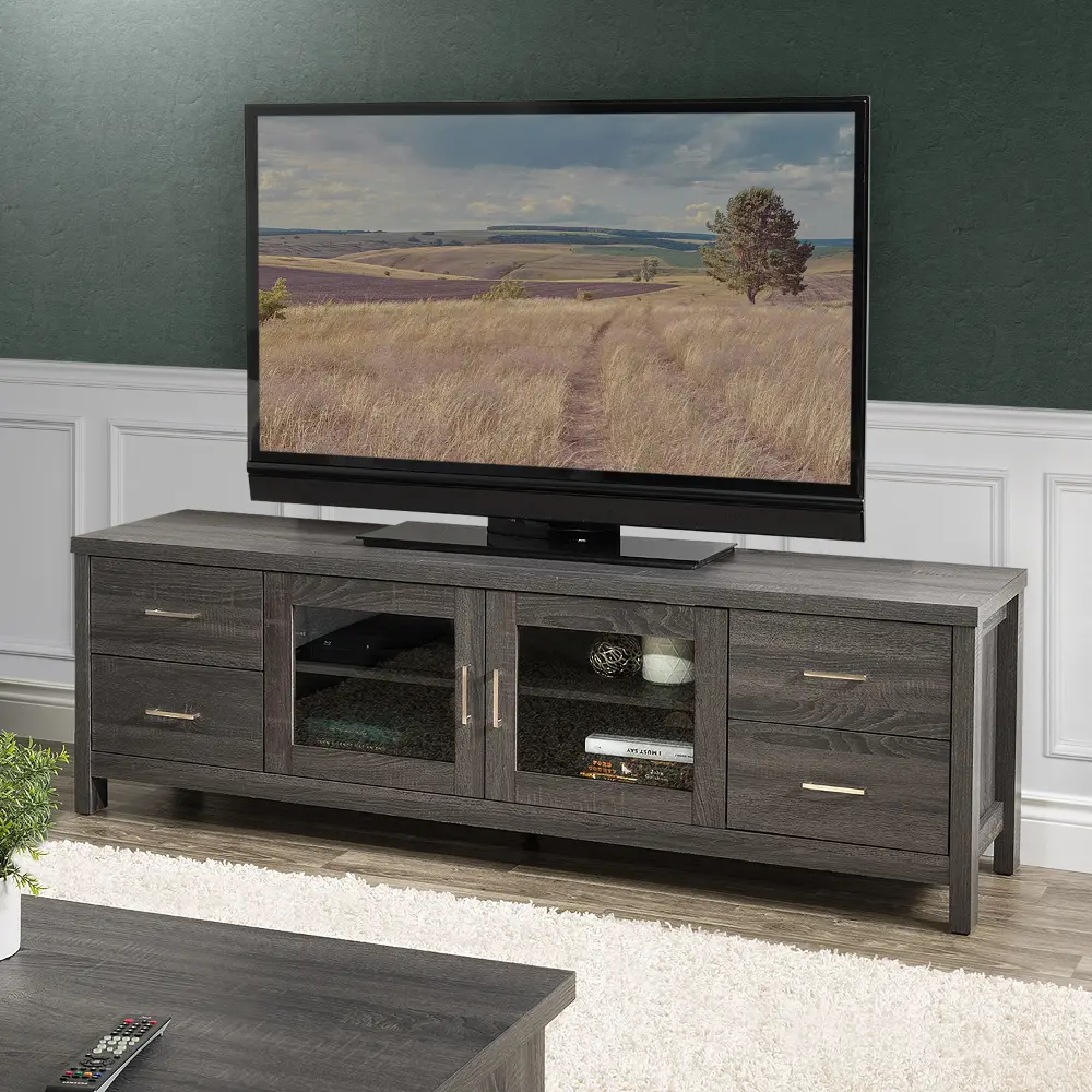Hollywood Contemporary 71  Dark Grey TV Cabinet with Doors-1