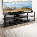 Travers Contemporary 70  Black Gloss TV Bench with Open Shelves