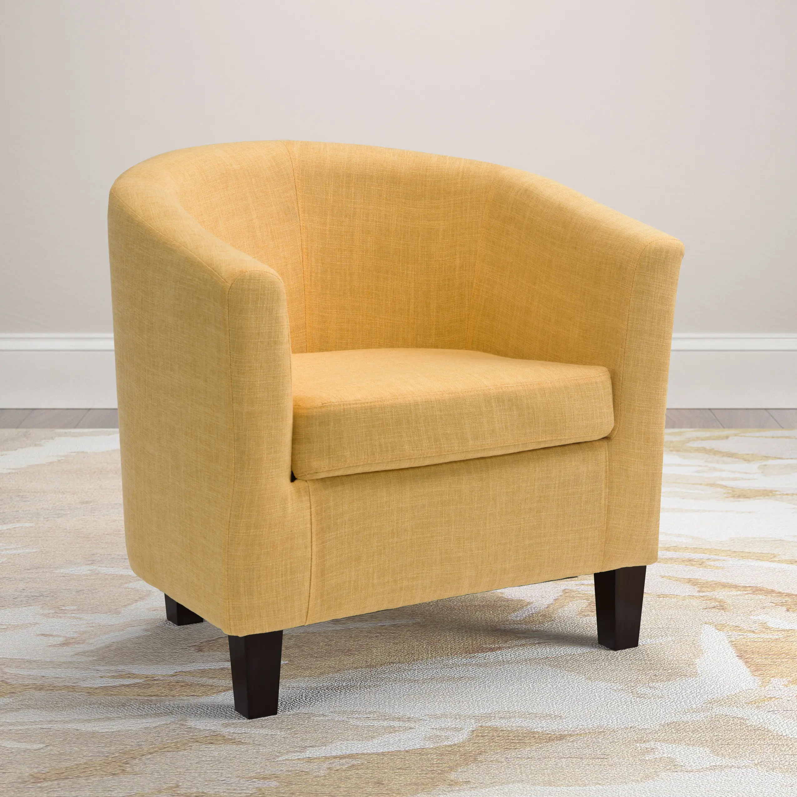 Antonio Contemporary Yellow Fabric Tub Chair