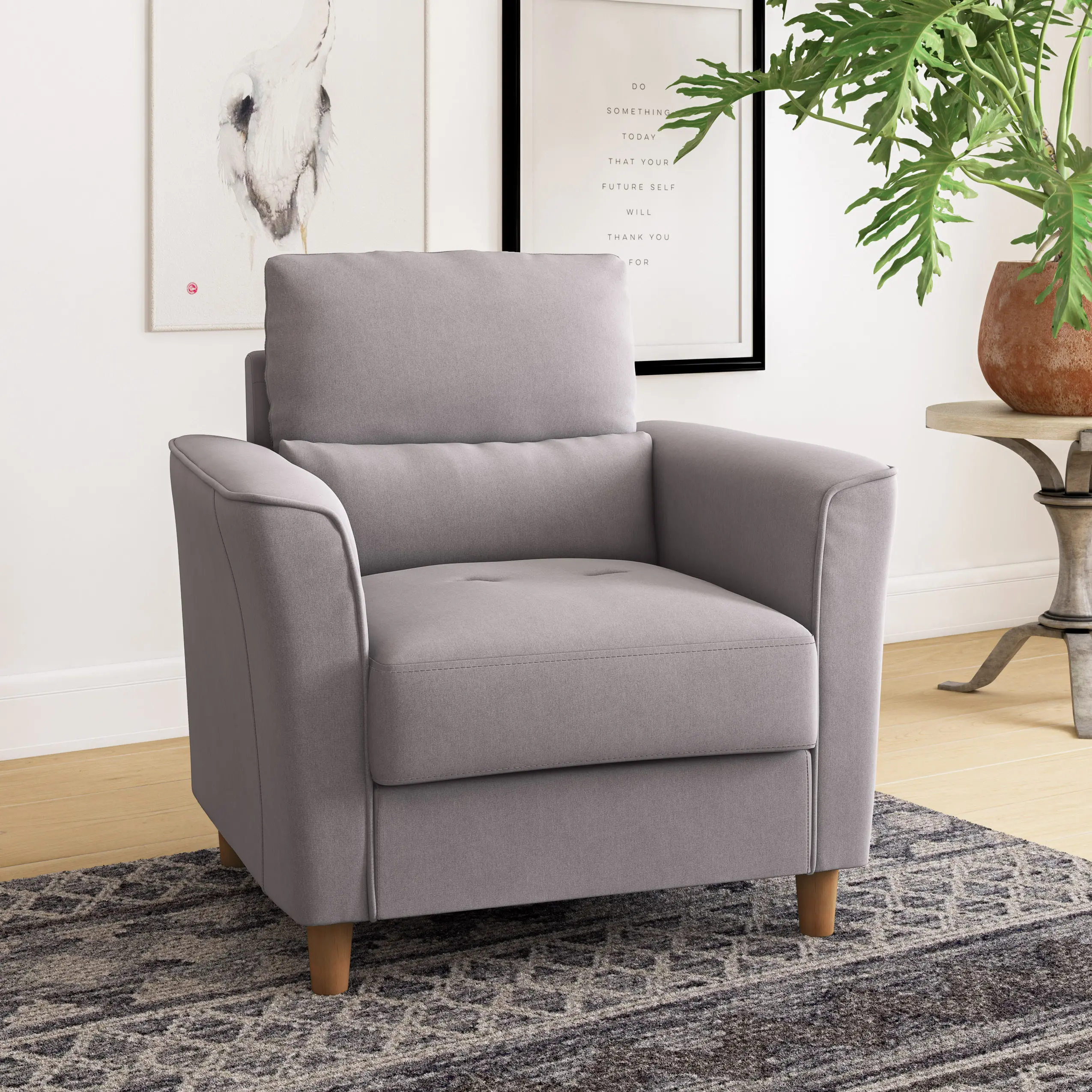 Georgia Contemporary Light Grey Upholstered Accent Chair