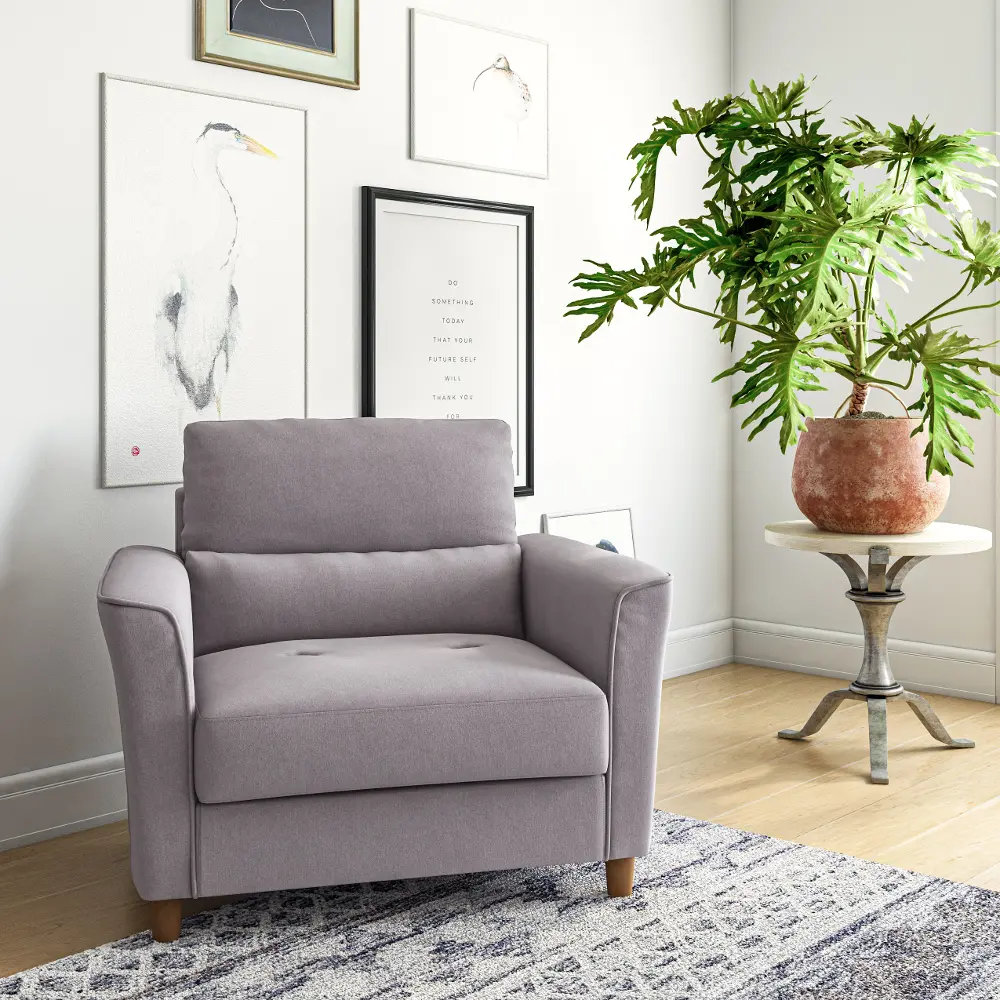 Georgia Contemporary Light Grey Upholstered Accent Chair and a Half-1