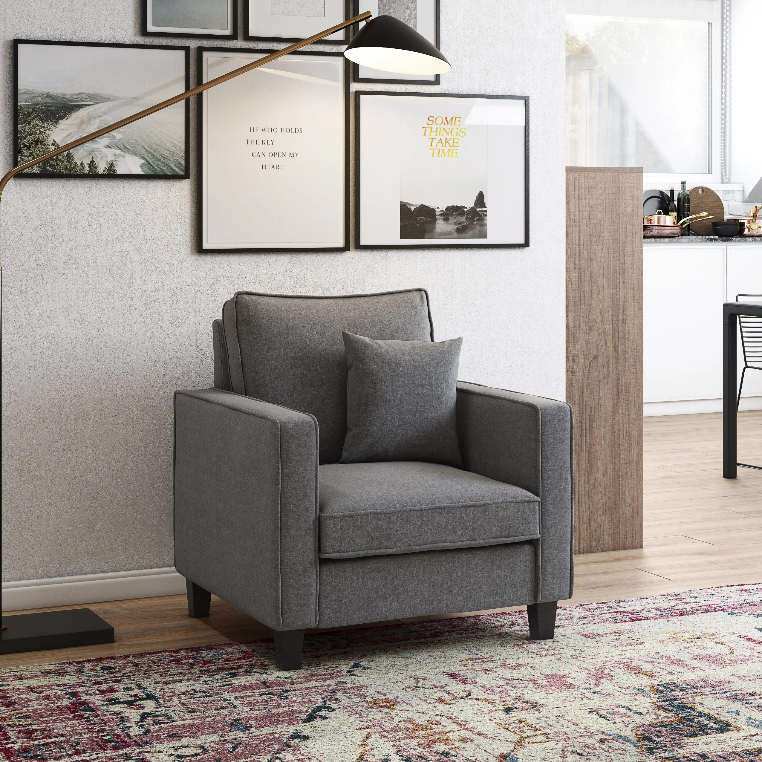 Georgia Contemporary Grey Fabric Upholstered Accent Chair