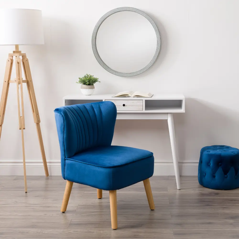 Lynwood Contemporary Blue Velvet Accent Chair-1