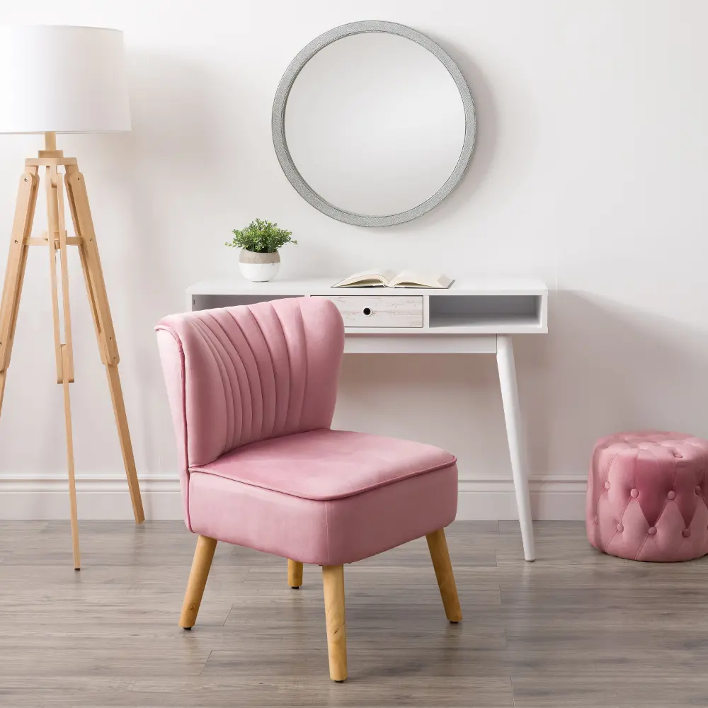 Lynwood Contemporary Pink Velvet Accent Chair-1