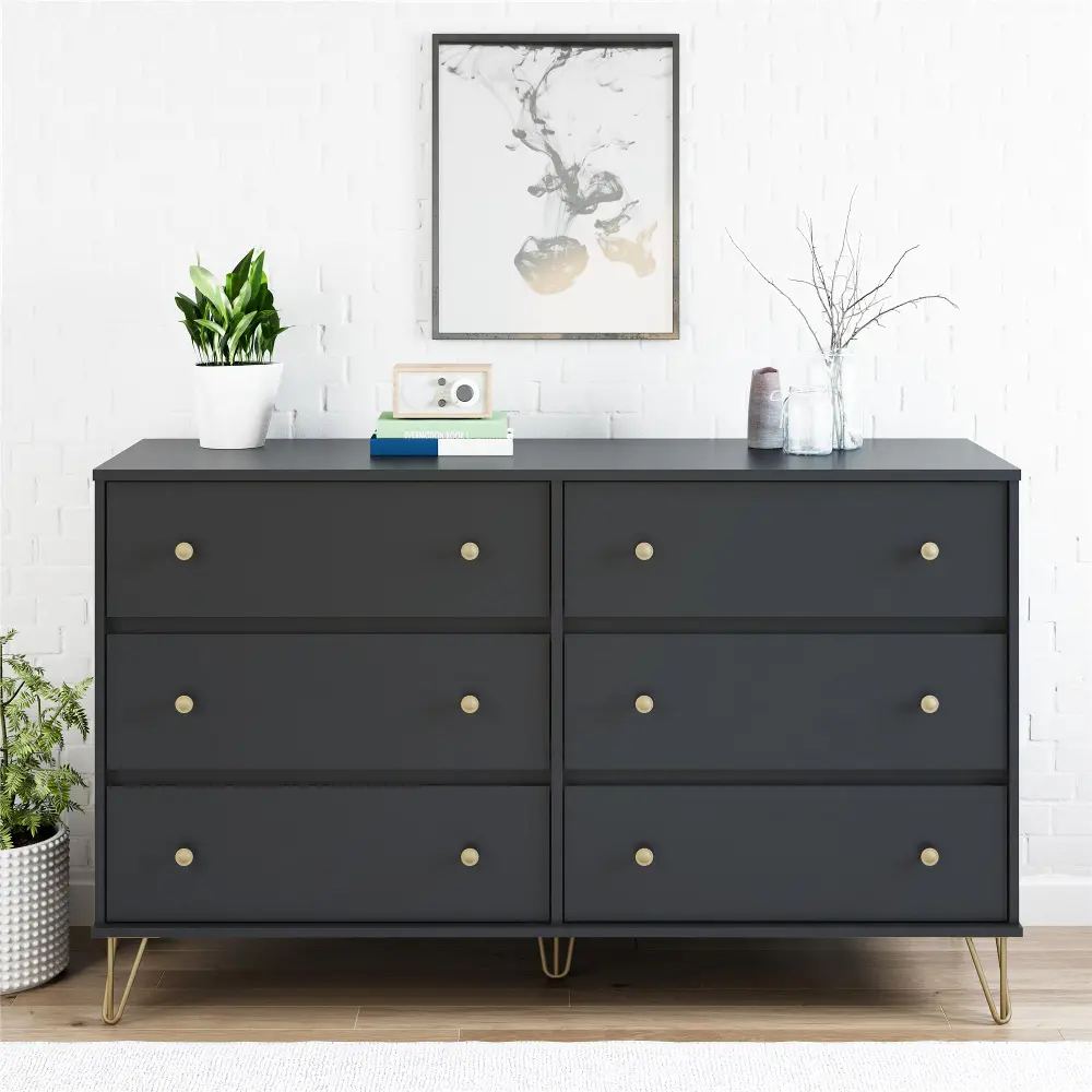 Owen Contemporary Black 6-Drawer Dresser-1