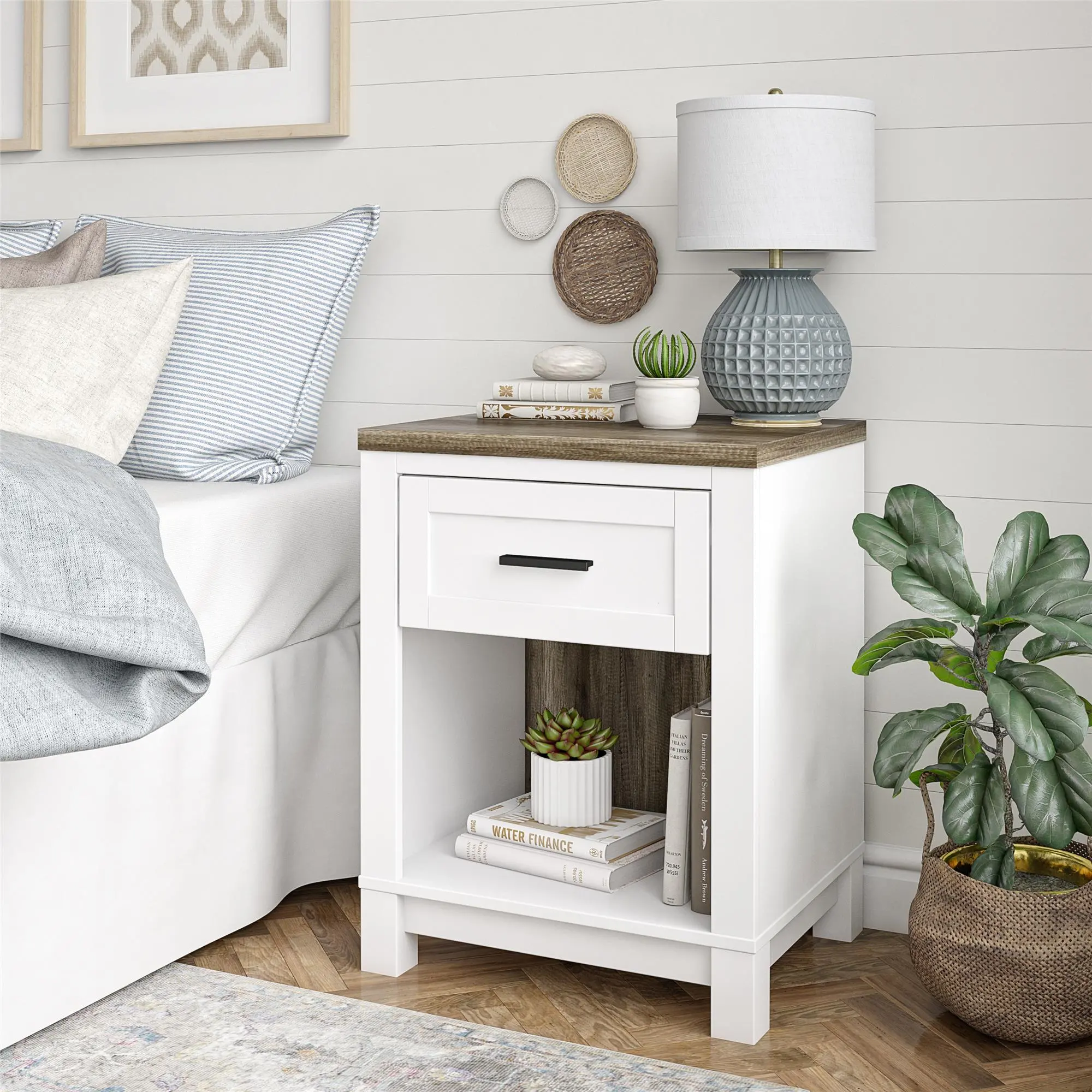 Carver Contemporary White Nightstand