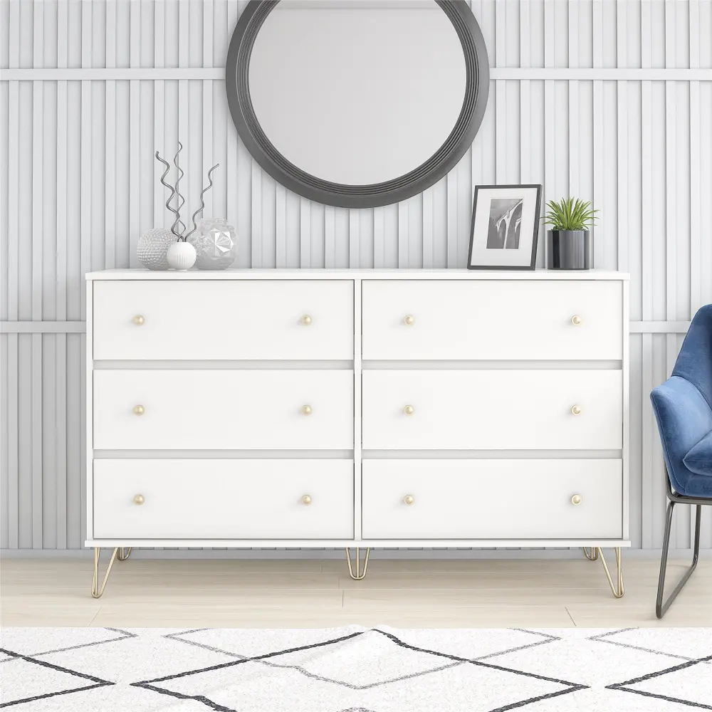 Finley Contemporary White 6-Drawer Dresser-1