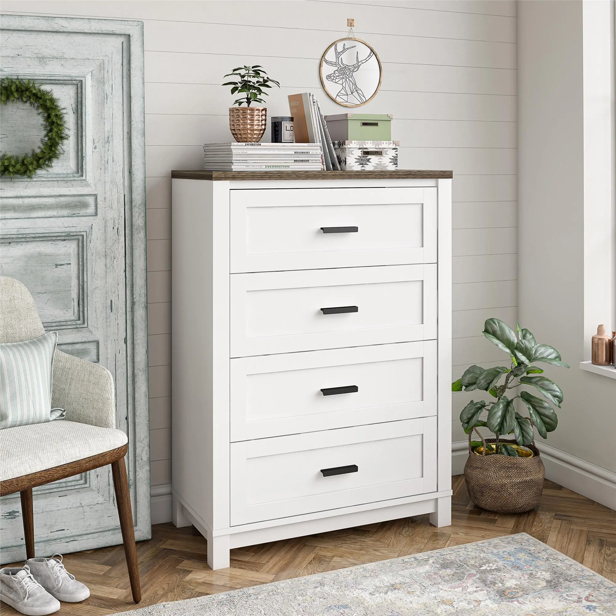 Carver Contemporary White 4-Drawer Dresser