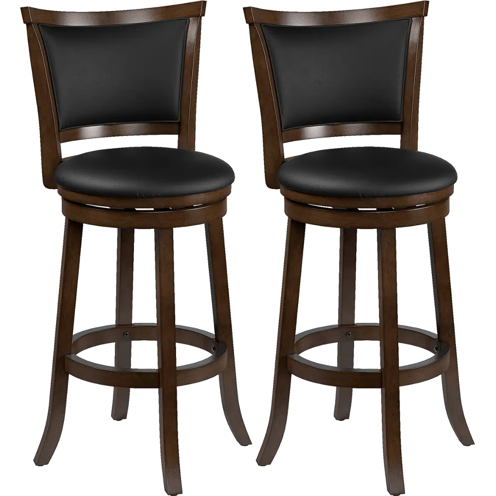 Woodgrove Contemporary Set of Two Black Wood Bar Height Stools-1