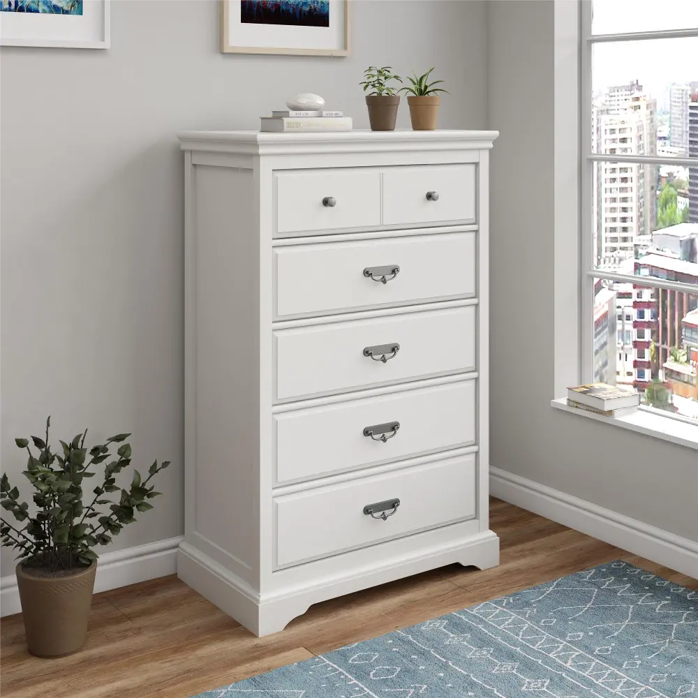 Bristol Traditional White 5-Drawer Dresser-1