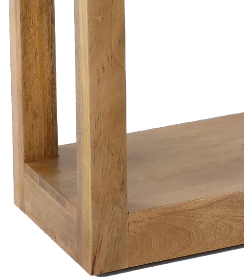 Solid Mango Wood Finish Console Table with Multi Level Shelf