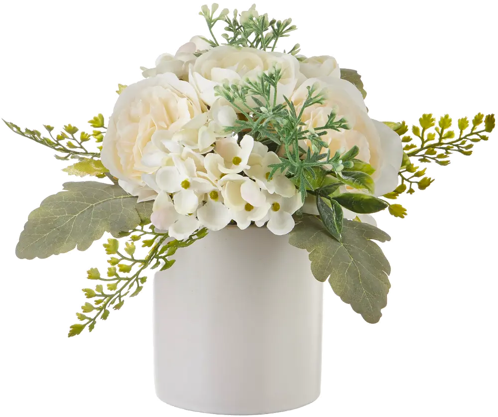White Rose And Hydrangea Arrangement-1