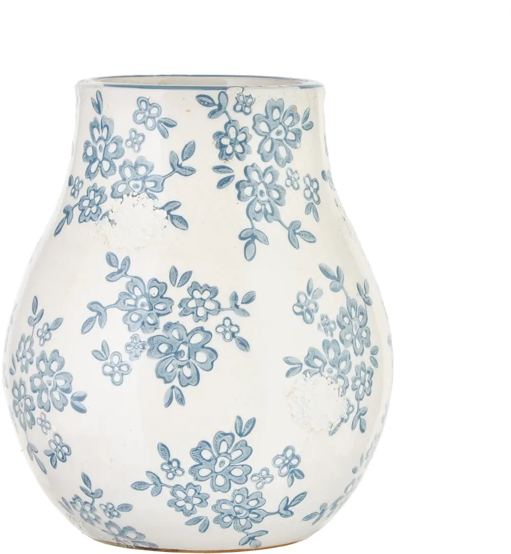 9.5 Inch Blue Transferware Vase-1