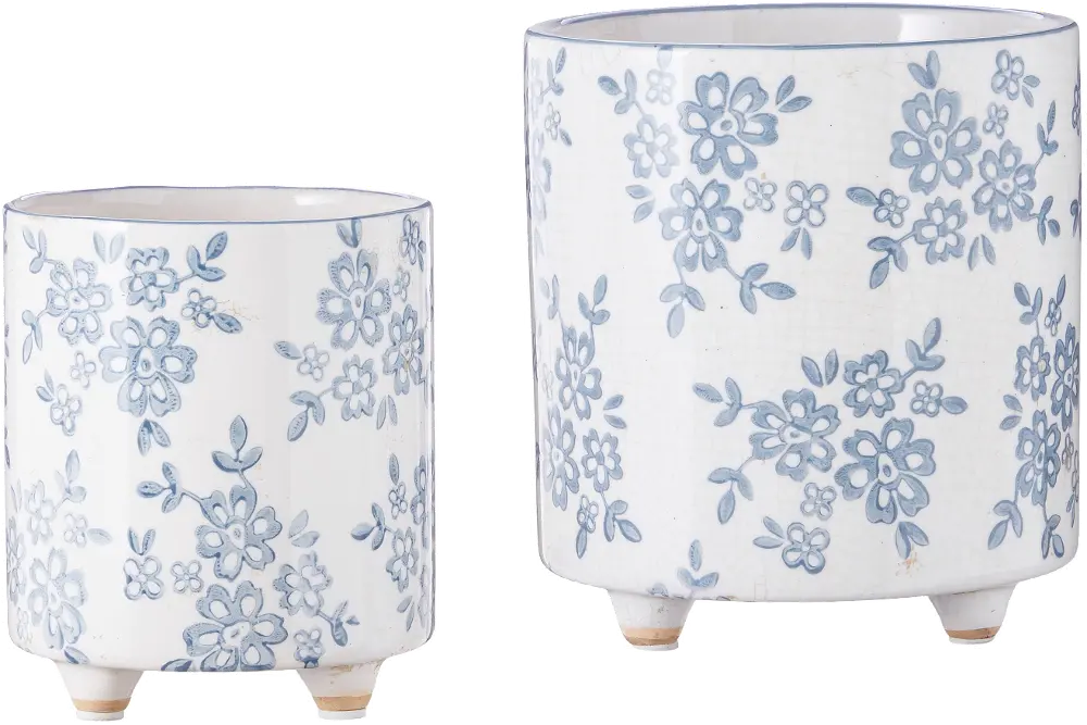 Small 6.25 Inch Blue Floral Pot-1