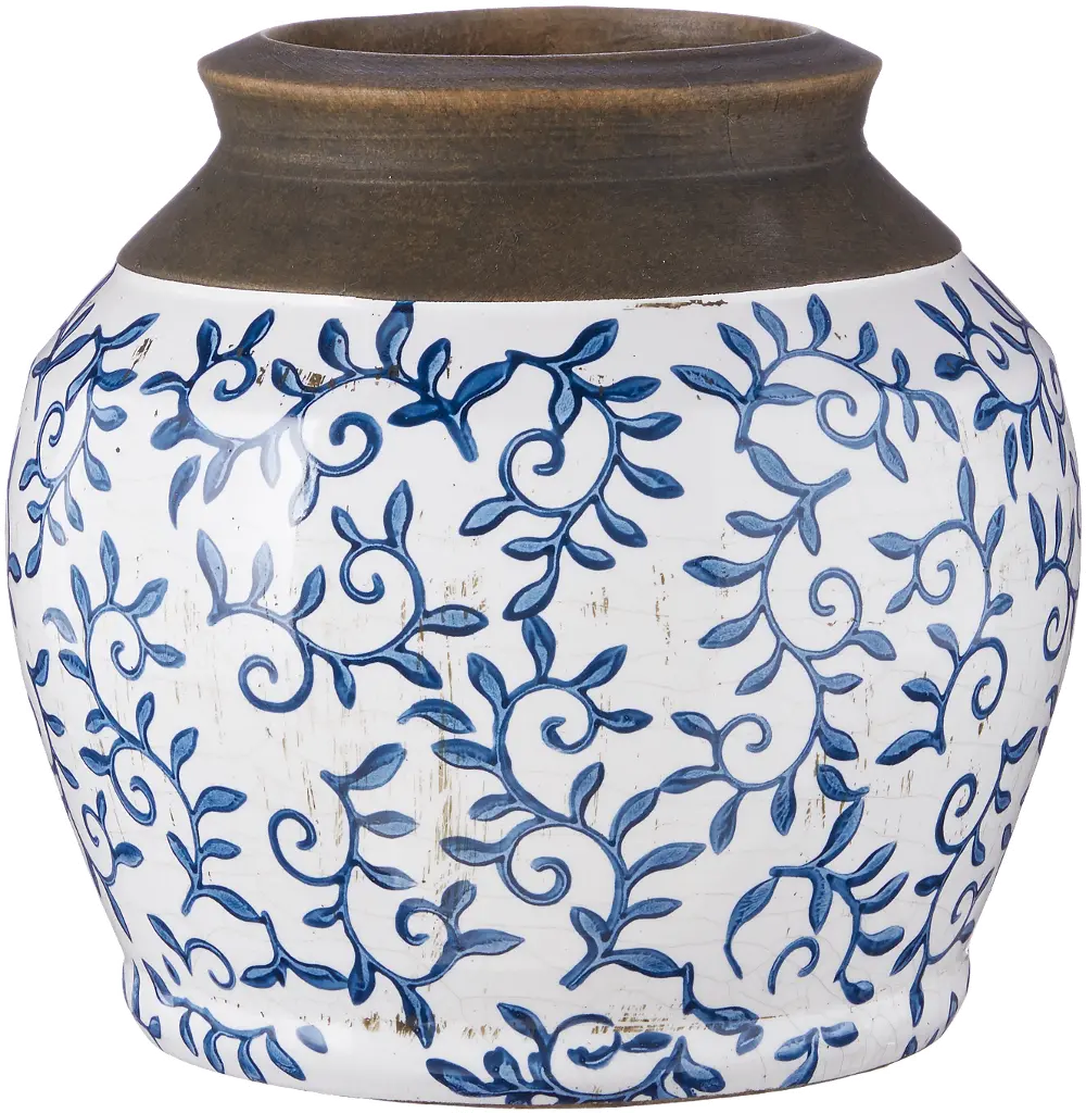 7.5  Blue Transferware Vase-1