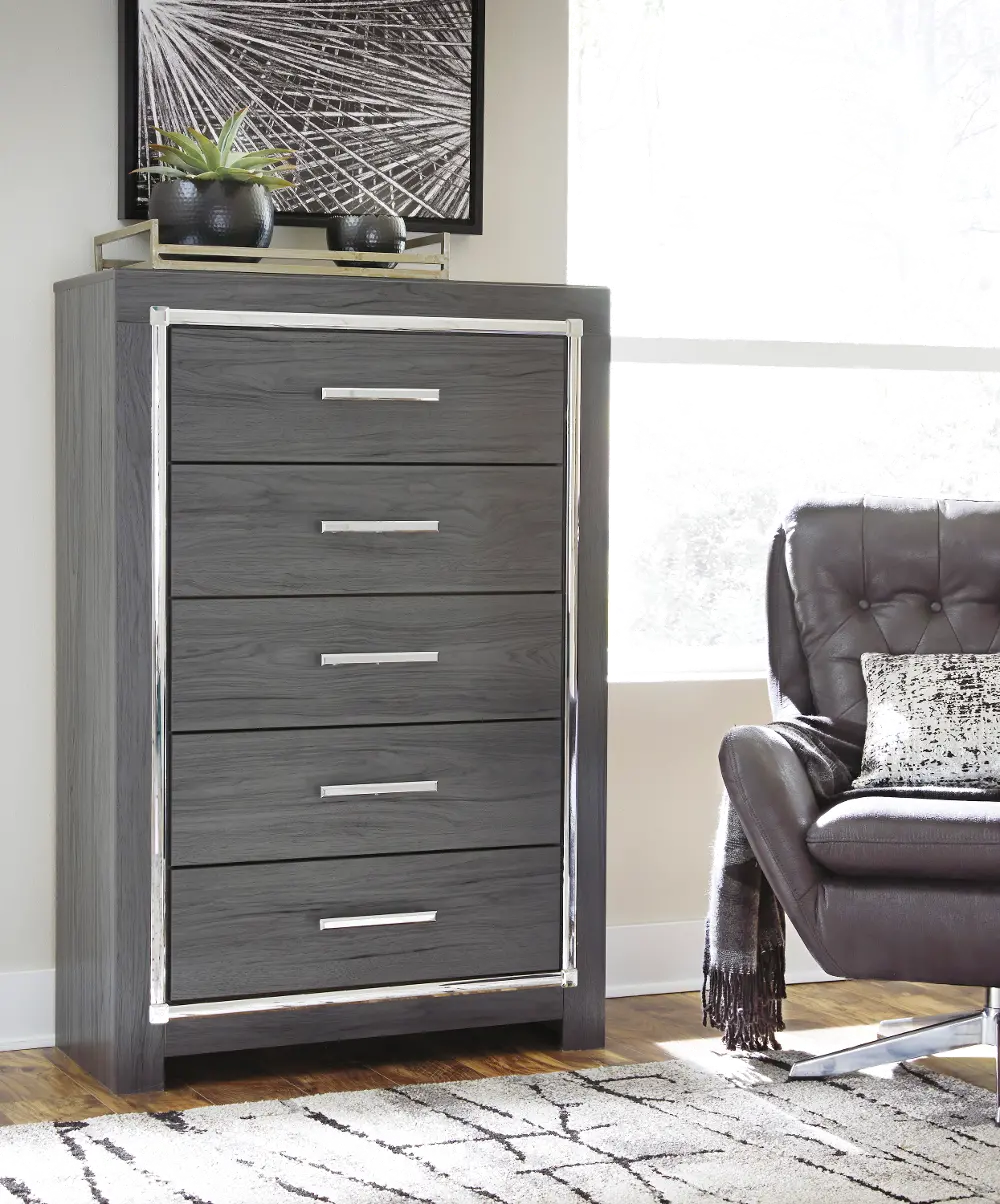 Halo Gray and Chrome Chest of Drawers-1