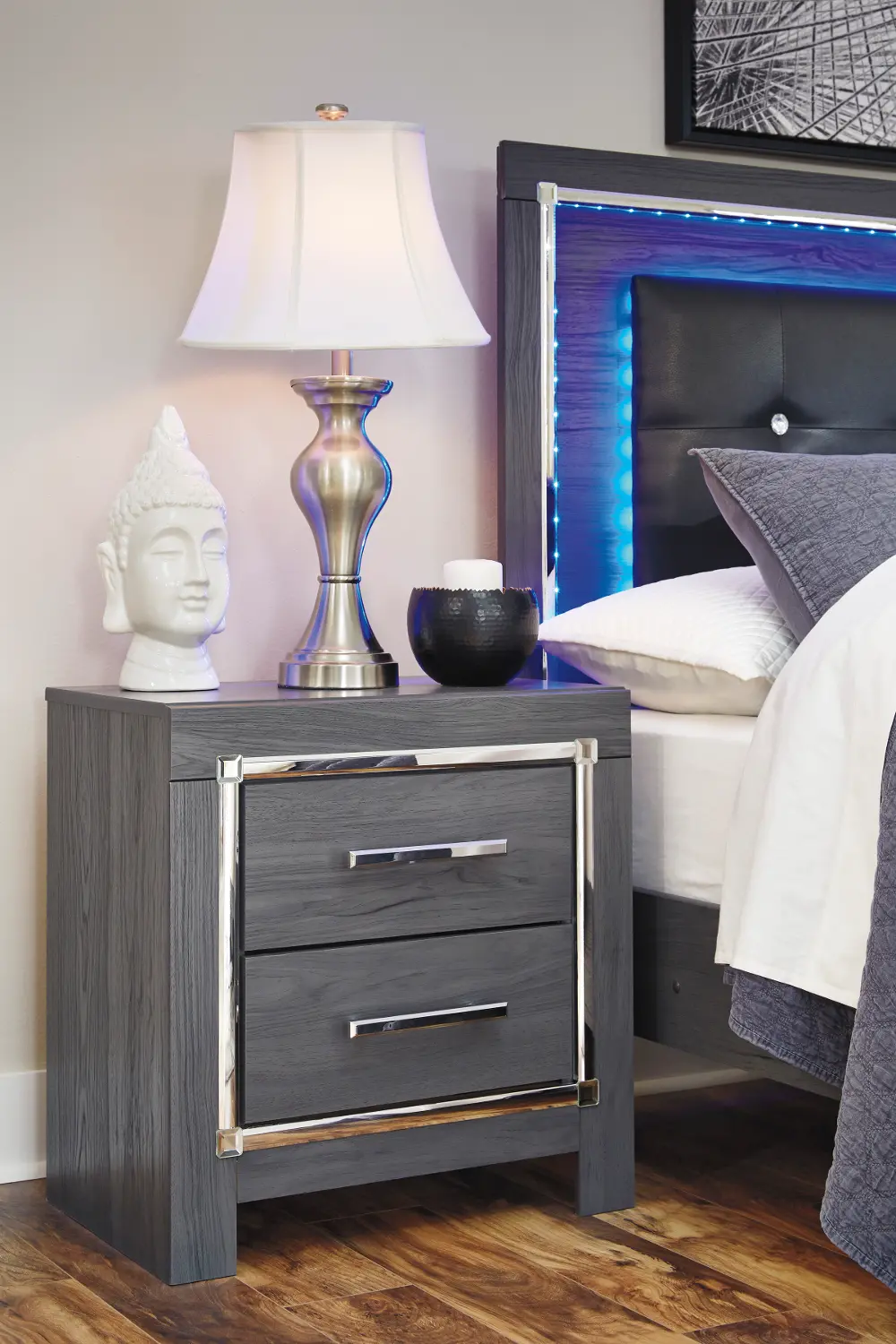 Halo Gray and Chrome Nightstand-1